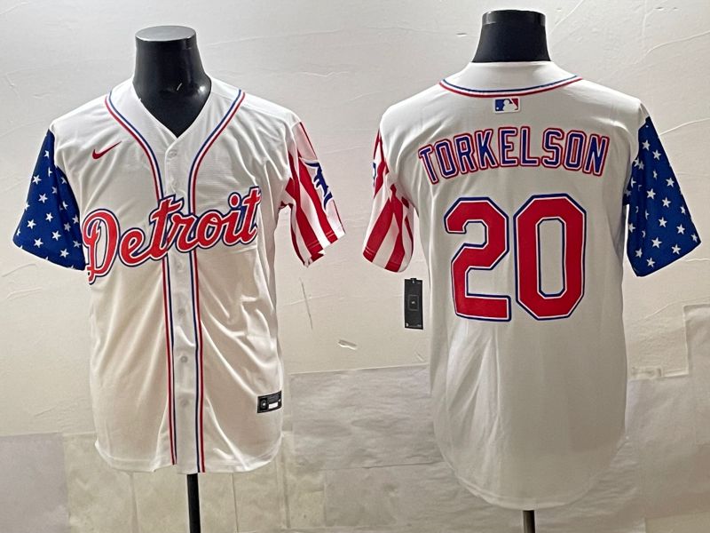 Men Detroit Tigers 20 Torkelson White National Flags 2025 Nike MLB Jersey style 01